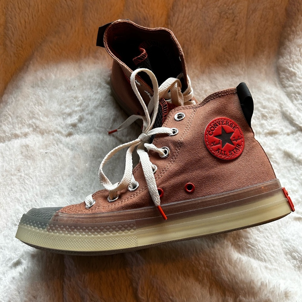 Converse High-Top Sneakers in Brown and Red